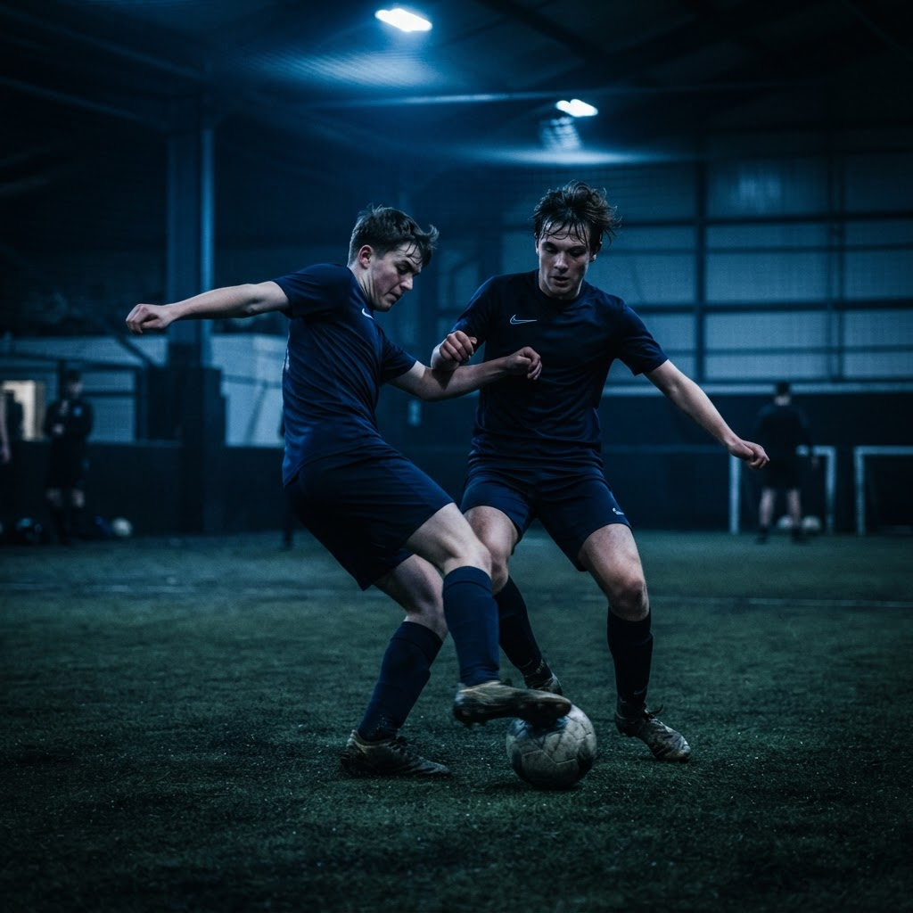 Two DAS Academy players challenging for the ball