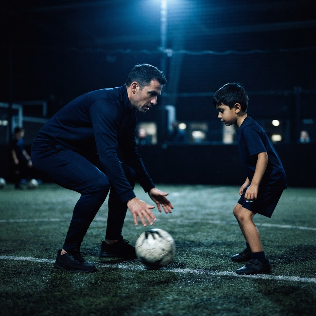 DAS Academy coach demonstrating technique to a player